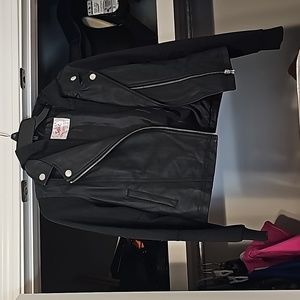 NWT Justice brand Girls hooded faux leather jacket 12/14